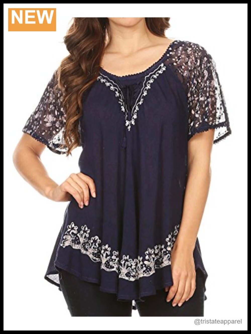 Handmade Rayon Embroidered Cap Sleeve Tie-Dye Blouse Top